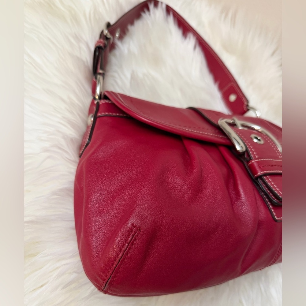 Coach Cherry Red Leather Shoulder Bag #F15204 - Picture 6 of 15